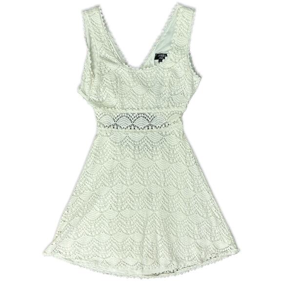 Guess White Lace Crochet Back Cut Out Criss Cross Alameda Mini Dress size 8 - Picture 11 of 12